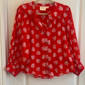 Maeve Red and White Patterned Blouse